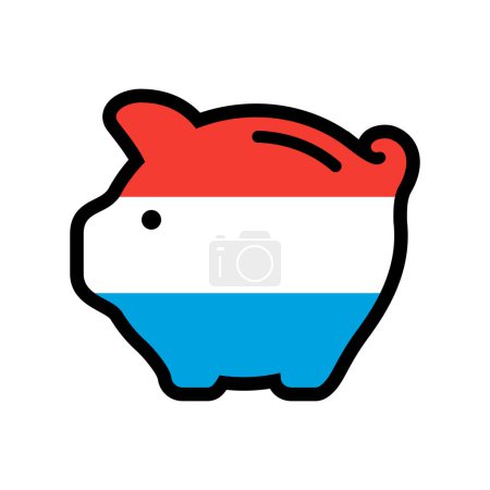 Flag of Luxembourg, piggy bank icon, vector symbol.