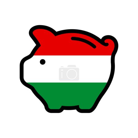 Flag of Hungary, piggy bank icon, vector symbol.