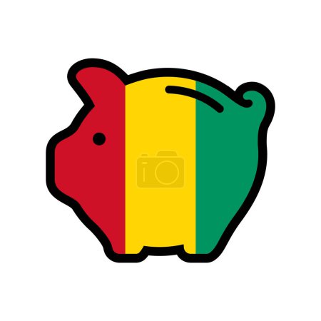 Flag of Guinea, piggy bank icon, vector symbol.