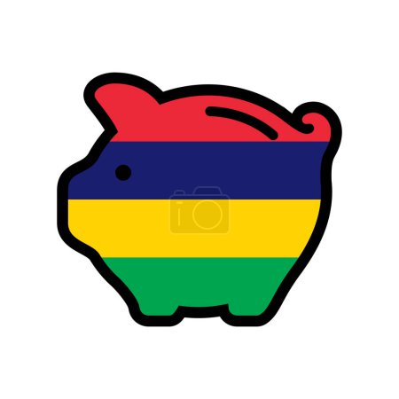 Flag of Mauritius, piggy bank icon, vector symbol.