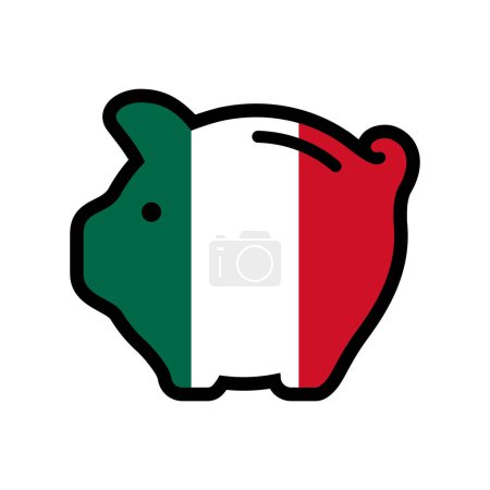 Flag of Mexico, piggy bank icon, vector symbol.