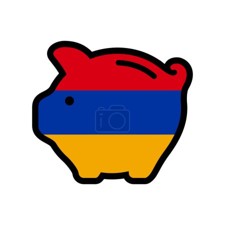 Flag of Armenia, piggy bank icon, vector symbol.