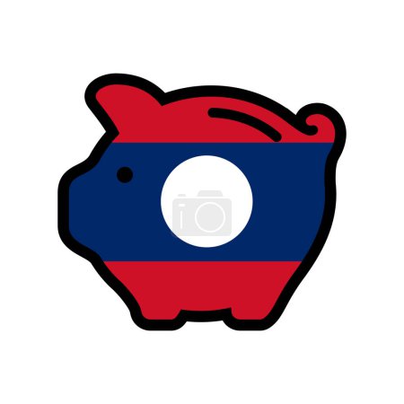 Flag of Laos, piggy bank icon, vector symbol.