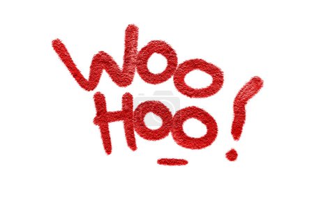 Photo for Woo Hoo shoutout written in graffiti style with rough texture isolated on white background - Royalty Free Image