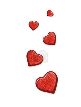 Téléchargez les photos : Valentines day design element with heart shape chocolate isolated on white, top view cutout - en image libre de droit