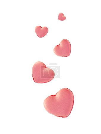 Téléchargez les photos : Heart shape macaroons background for Valentines day design - en image libre de droit