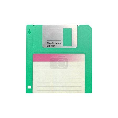 Foto de Antiguo disquete retro aislado sobre fondo blanco, vista frontal de primer plano recortado - Imagen libre de derechos