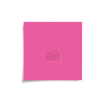 Téléchargez les photos : Feuille de papier de note collante rose avec ombre sur fond blanc, papier adhésif vue de face isolé - en image libre de droit