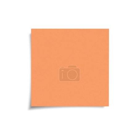Photo for Orange color sticky note with shadow isolated on white background, front view adhesive paper with copy space - Royalty Free Image