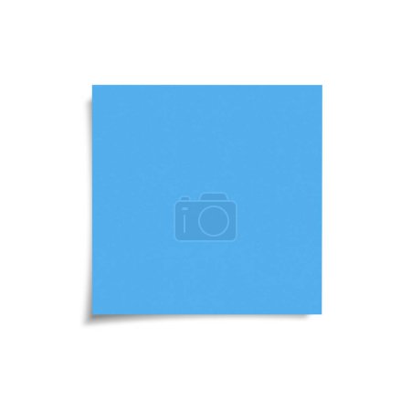 Téléchargez les photos : Note autocollante vide bleue avec ombre isolée sur fond blanc, papier adhésif vue de face avec espace de copie - en image libre de droit