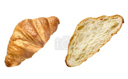 Foto de Croissant fresco aislado sobre fondo blanco, mesa vista superior comida dulce - Imagen libre de derechos