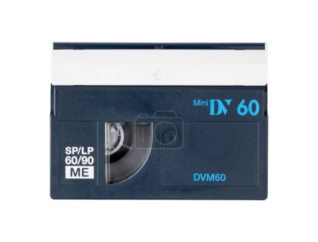 Téléchargez les photos : Ancienne mini casette vintage DV isolée sur fond blanc - en image libre de droit