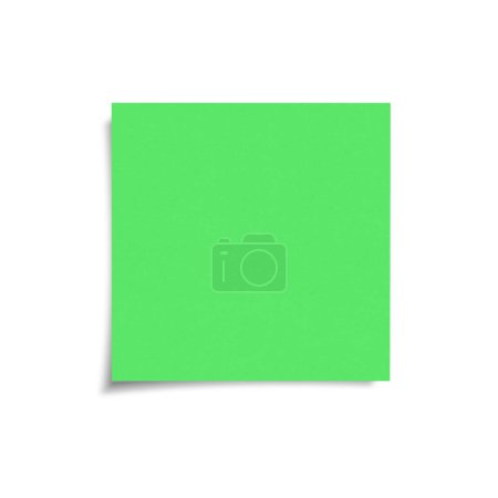 Téléchargez les photos : Note collante verte avec ombre isolée sur fond blanc, papier adhésif vue de face avec espace de copie - en image libre de droit