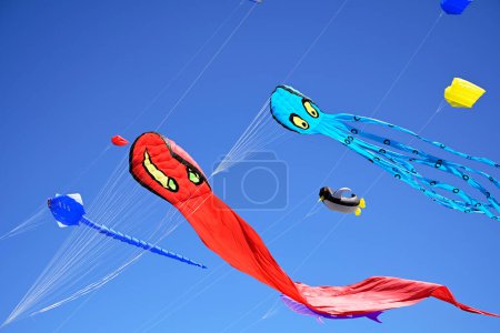 Photo for Christchurch, New Zealand - February 04, 2023; The annual Kite Day at New Brighton Beach where thousands of people flew Kites and enjoyed a 34C hot day. - Royalty Free Image