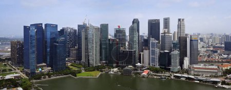 Photo for Singapore - July 27, 2023; City, skyscrapers & Marina Bay Panorama - Royalty Free Image