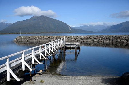 Photo for Beautiful Lake Brunner, Jetty & Breakwater on the West Coast, New Zealand in Spring. Famous for boating and Trout fishing. - Royalty Free Image