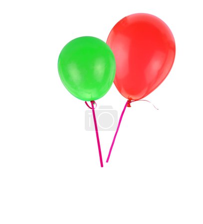Photo for Balloons flying isolated on white background, - Royalty Free Image
