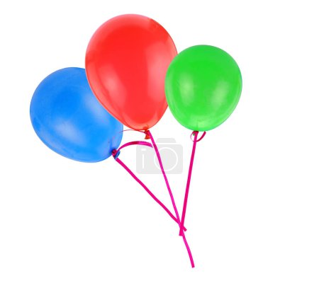Photo for Balloons flying isolated on white background, - Royalty Free Image