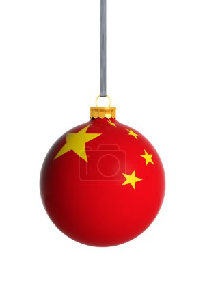 Photo for China flag Christmas ball isolated on white background, - Royalty Free Image