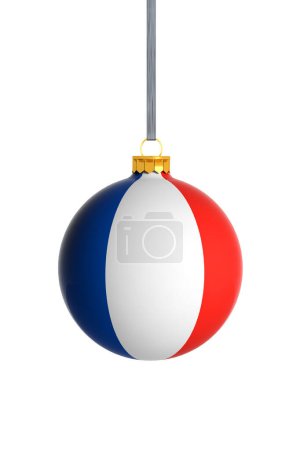 Photo for France flag Christmas ball isolated on white background, - Royalty Free Image
