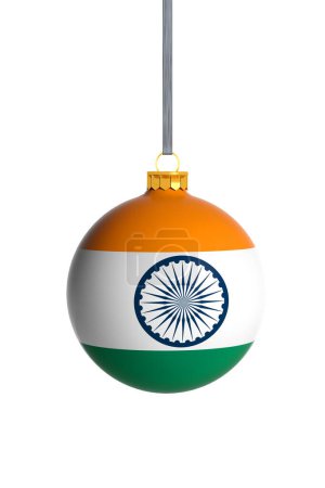 Photo for India flag Christmas ball isolated on white background, - Royalty Free Image