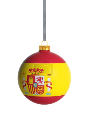 Photo for Spain flag Christmas ball isolated on white background, - Royalty Free Image