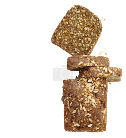 Photo for Multigrain bread slices stack isolated on transparent white background - Royalty Free Image