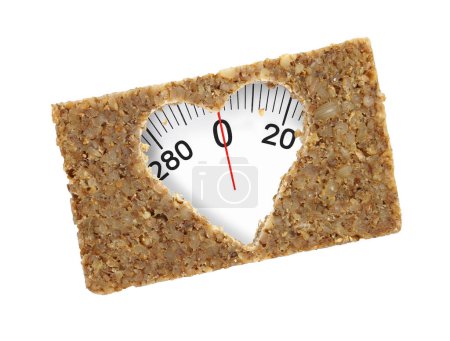 Photo for Bread and weight scale isolated on transparent white background - Royalty Free Image