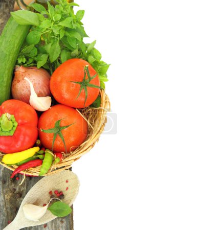 Photo for Fresh vegetables in a basket isolated on white transparent background - Royalty Free Image