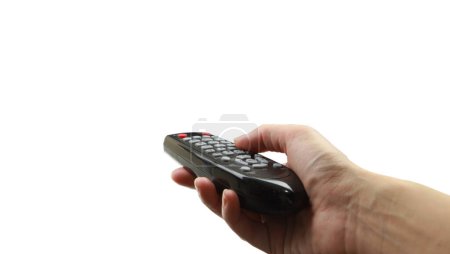 Photo for Remote control in hand isolated on white transparent background - Royalty Free Image