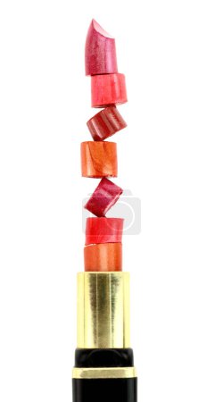 Photo for Lipgloss samples stack isolated on white transparent background - Royalty Free Image