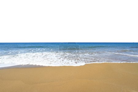Photo for Sea waves on sandy beach isolated on white transparent background - Royalty Free Image