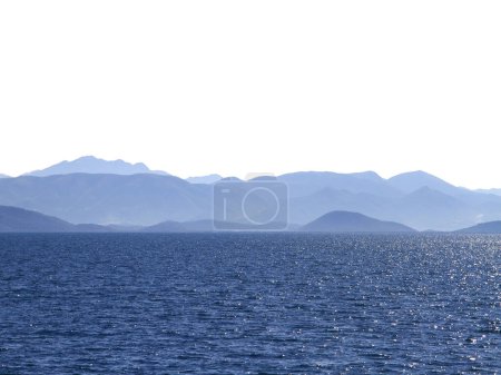 Photo for Landscape with sea and mountains isolated on white transparent background - Royalty Free Image