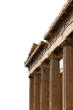 Photo for Acropolis Athens Greece, ancient Greek temple pillars isolated on white transparent background - Royalty Free Image