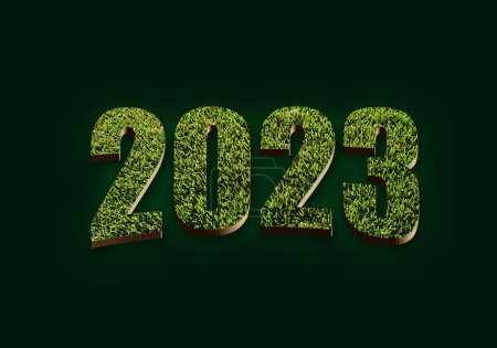 Téléchargez les photos : Herbe verte sur Texte sur fond vert pour une bonne année 2023 - en image libre de droit