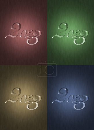 Photo for Four colored Creative new year 2023 e-card design. - Royalty Free Image