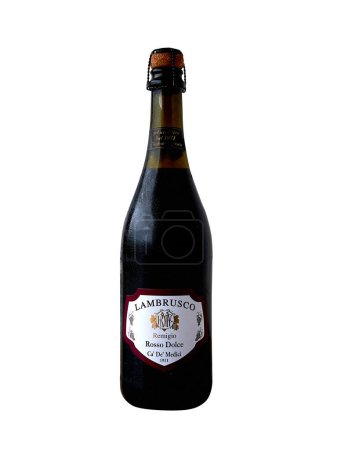 Photo for Brussels, Belgium - 30 October 2023; Bottle of red Lambrusco, Product of Italy - Royalty Free Image