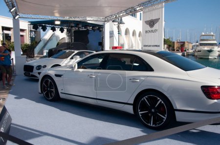 Photo for Limassol Boat Show 2023 at Limassol Marina. The Car Bentley, Flying Spur at Limassol Boat Show 2023 at Limassol Marina: May 18, 2023 at Limassol, Cyprus - Royalty Free Image