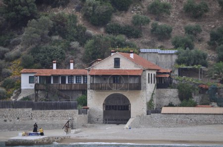 Photo for The Arsanas Giovanitsa (port building) of Hilandar Monastery is a monastery built on Mount Athos - Royalty Free Image