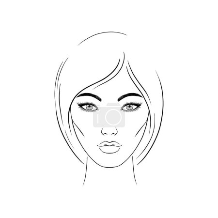 Asian woman sketch on white background.Hand drawn illustration.