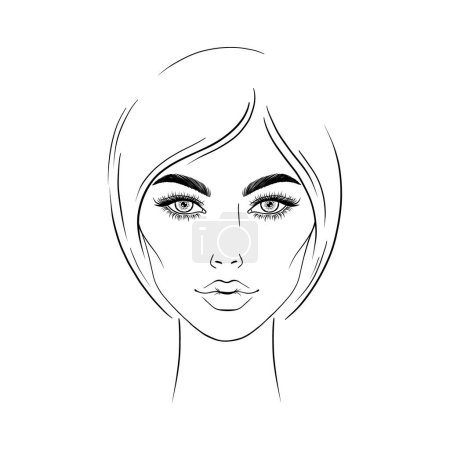 Illustration for Young woman sketch on white background.Hand drawn illustration. - Royalty Free Image