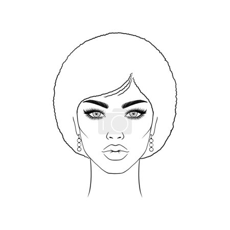 Illustration for African woman sketch on white background.Hand drawn illustration. - Royalty Free Image