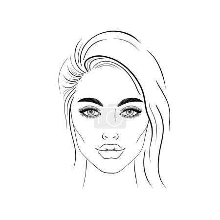 Illustration for Young woman sketch on white background.Hand drawn illustration. - Royalty Free Image