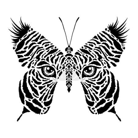 Illustration for Butterfly with tiger print and tiger eyes. - Royalty Free Image