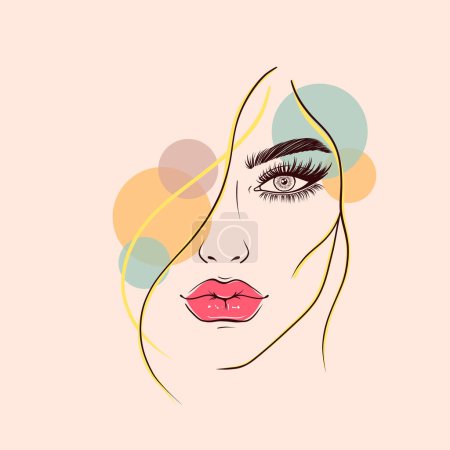 Collage avec visage de femme et cercles colorés.