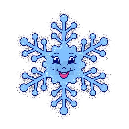 Ilustración de Dibujos animados invierno copo de nieve sobre fondo blanco. - Imagen libre de derechos