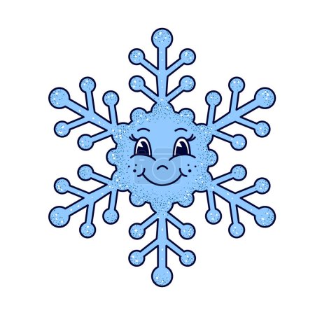 Ilustración de Dibujos animados invierno copo de nieve sobre fondo blanco. - Imagen libre de derechos