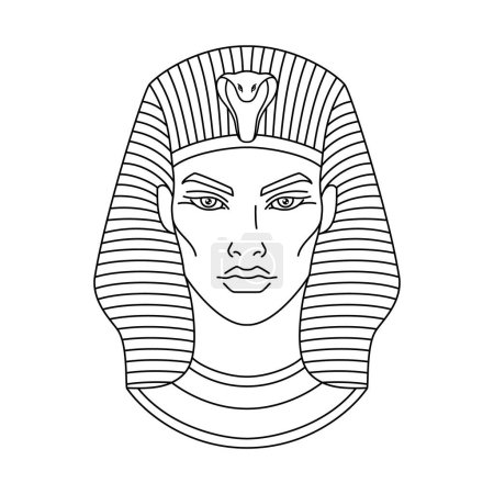 Illustration for Tutankhamen pharaoh of ancient Egypt. Line art style vector illustration. - Royalty Free Image