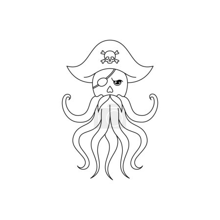 An icon of octopus pirate wearing a hat.