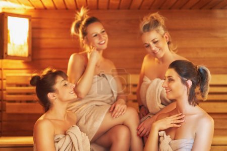 Photo for Group of girl friends in the sauna. High quality photo - Royalty Free Image